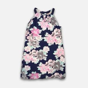 Aryeh Navy Tropical Print Slip On A Frame Dress is Bright Colors - Size Small